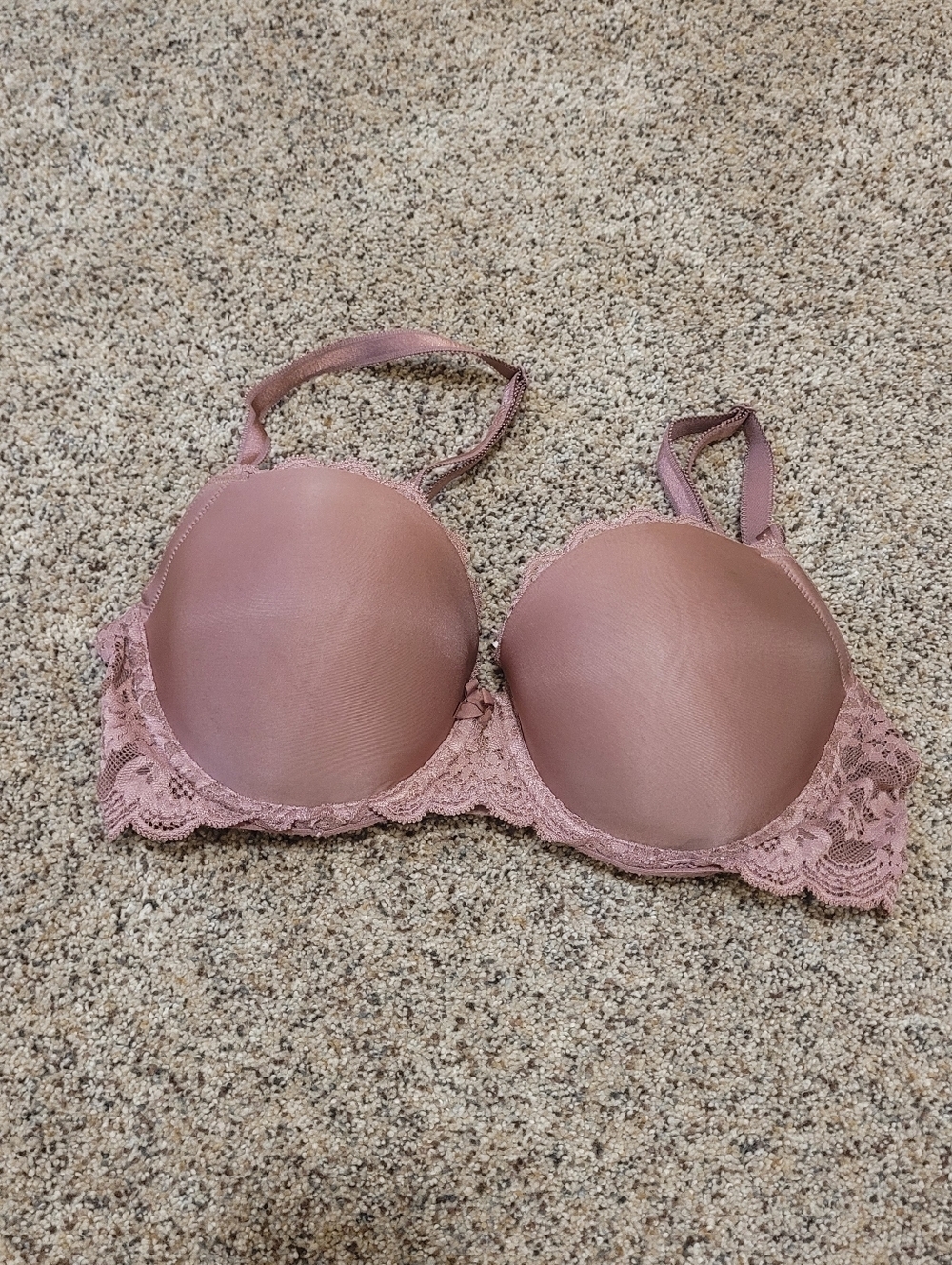 Victoria's Secret Lined Demi Mauve Lace Bra Size 34D